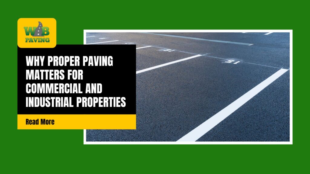 Asphalt paving with the business logo, blog title, and read more option.